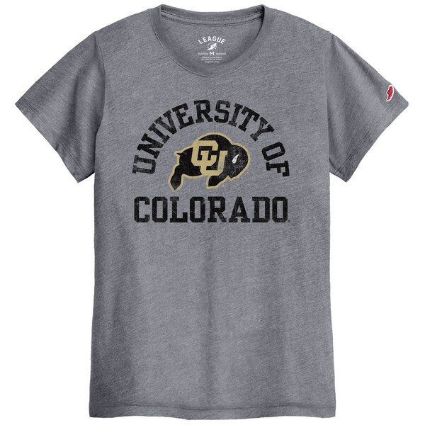 A light gray t-shirt with University of Colorado in black block letters written around the CU Buffalo logo.